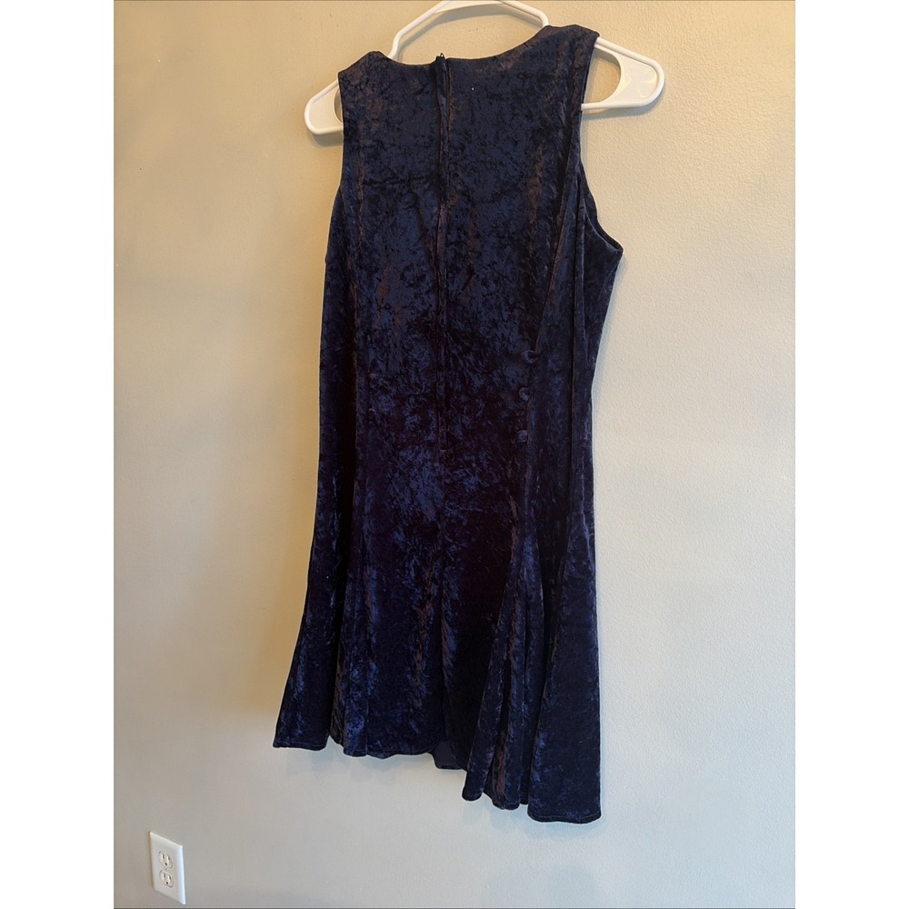 Vintage 90s Blue Velvet Midi Dress Y2K Bell Whimsigoth Skater Skirt 9 Sleeveless - Picture 8 of 16
